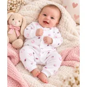 Salopetă bebe albă cu imprimeu, m&acirc;necă lungă, &icirc;nchidere cu capse, 0-3 luni hsn557sbs-2