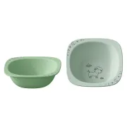 Set 2 castroane nip&reg; pentru mancarea copiilor cu motive gravate laser, din peste 90% materii prime vegetale, fara melamina, lavabile in masina de spalat vase, Made in Germany, 4+ luni, verde, nip 38844