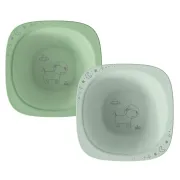 Set 2 castroane nip&reg; pentru mancarea copiilor cu motive gravate laser, din peste 90% materii prime vegetale, fara melamina, lavabile in masina de spalat vase, Made in Germany, 4+ luni, verde, nip 38844