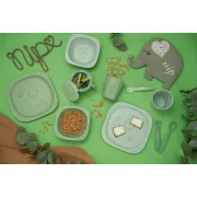 Set 2 castroane nip&reg; pentru mancarea copiilor cu motive gravate laser, din peste 90% materii prime vegetale, fara melamina, lavabile in masina de spalat vase, Made in Germany, 4+ luni, verde, nip 38844