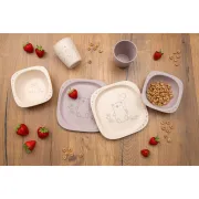 Set 2 castroane nip&reg; pentru mancarea copiilor cu motive gravate laser, din plastic cu peste 90% materii prime vegetale, fara melamina, lavabile in masina de spalat vase, Made in Germany, 4+ luni, roz, nip 38843