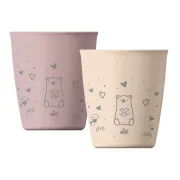 Set 2 pahare nip&reg; pentru copii cu motive gravate laser, din peste 90% materii prime vegetale, fara melamina, lavabile in masina de spalat vase, Made in Germany, 12+ luni, roz, nip 38840