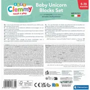 Clementoni - Set de joaca educational Soft Clemmy Unicorn cu 10 cuburi de constructie moi si lavabile - ARTCL17630