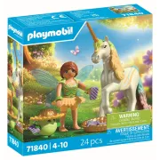 Playmobil - Jucarie de rol Figurina de colectie unicornul Rainbow Flower si zana - ARTPM71840