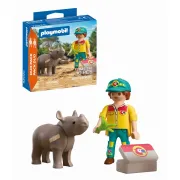 Playmobil - Set 2 figurine ingrijitor cu rinocer - ARTPM72025