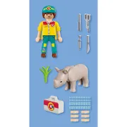 Playmobil - Set 2 figurine ingrijitor cu rinocer - ARTPM72025