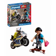 Playmobil - Jucarie de rol Politist cu motocicleta in urmarirea hotului - ARTPM72079