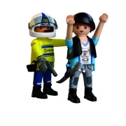 Playmobil - Jucarie de rol Politist cu motocicleta in urmarirea hotului - ARTPM72079