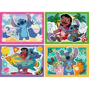Ravensburger - Puzzle interactiv cu buton sonor pentru testarea rapiditatii Disney Stitch 4x35 piese - ARTRVSPC04178