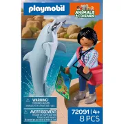 Playmobil - Jucarie de rol Vizitatoare zoo si delfin - ARTPM72091