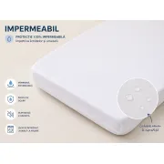 Cearsaf Impermeabil Cu Elastic 140x70 Cm, Jerseu Bumbac, Alb - Danpol Pjb14070w