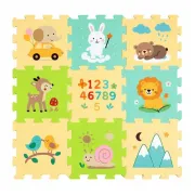 Covoras puzzle Nexli, Petite&Mars, Pentru copii, Din spuma, 90x90 cm, 9 bucati, 36 luni+, Forest Friends BYN960131