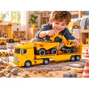 Heavy Duty Big Road &ndash; camion transportor cu basculanta si excavator, 42 cm SOLGL43290