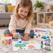 Markere pentru puncte Apli Kids Dots, 6 buc, varf rotund burete, culori asortate, cutie carton cu maner SOLAPL20629