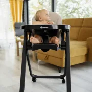 Scaun de masa, Petite&Mars, Tasty, Multifunctional 3 in 1, Pana la 15 kg, Reglabil pe inaltime in 7 pozitii, Spatar reglabil pana la 175 grade, Suport picioare si tavita reglabile, Cu roti, Pliabil, Aluminiu, 6-36 luni, Bej BYN361375
