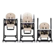 Scaun de masa, Petite&Mars, Tasty, Multifunctional 3 in 1, Pana la 15 kg, Reglabil pe inaltime in 7 pozitii, Spatar reglabil pana la 175 grade, Suport picioare si tavita reglabile, Cu roti, Pliabil, Aluminiu, 6-36 luni, Bej BYN361375