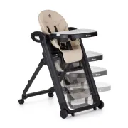 Scaun de masa, Petite&Mars, Tasty, Multifunctional 3 in 1, Pana la 15 kg, Reglabil pe inaltime in 7 pozitii, Spatar reglabil pana la 175 grade, Suport picioare si tavita reglabile, Cu roti, Pliabil, Aluminiu, 6-36 luni, Bej BYN361375