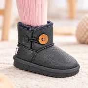 Cizme gri pentru fetita, superbaby, model nasturel, piele ecologica
