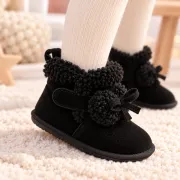 Cizme negre imblanite pentru fete superbebe shop din piele ecologica cu talpa de cauciuc si ciucurei pufosi, peste glezna, inchidere cu fermoar (3)