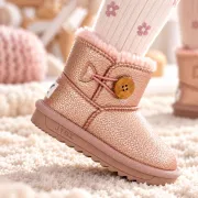 Cizme roz sidefat pentru fetita, superbaby, model nasturel, piele ecologica