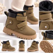 Ghete imblanite cu inchidere barete velcro, baieti, piele ecologica, model vivre