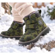 Ghete imblanite cu inchidere barete velcro, model army, baieti, piele ecologica