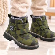 Ghete imblanite cu inchidere barete velcro, model army, baieti, piele ecologica