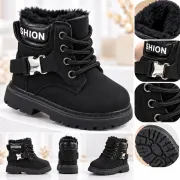Ghete negre cu catarama, piele ecologica, baieti, model blacky fashion
