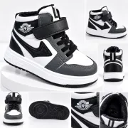 Pantofi sport imblaniti, model black&white, baieti, piele ecologica