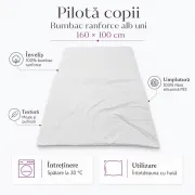 Pilota Copii bumbac ranforce alb uni 160x100 cm - ASC6427968155377