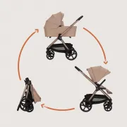 Carucior 2 in 1, Lionelo, Carmine, Parte sport si Landou anti-reflux, Salteluta ventilata, Reglare spatar, Suport de picioare, Maner reglabil, Sustine 22 kg, Cu accesorii, 0 luni+, Bej BYNLO-CARMINE_2IN1_BEIGE_SAND