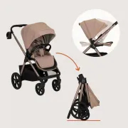 Carucior 2 in 1, Lionelo, Carmine, Parte sport si Landou anti-reflux, Salteluta ventilata, Reglare spatar, Suport de picioare, Maner reglabil, Sustine 22 kg, Cu accesorii, 0 luni+, Bej BYNLO-CARMINE_2IN1_BEIGE_SAND