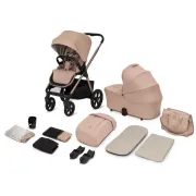 Carucior 2 in 1, Lionelo, Carmine, Parte sport si Landou anti-reflux, Salteluta ventilata, Reglare spatar, Suport de picioare, Maner reglabil, Sustine 22 kg, Cu accesorii, 0 luni+, Bej BYNLO-CARMINE_2IN1_BEIGE_SAND