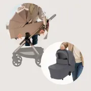 Carucior 2 in 1, Lionelo, Carmine, Parte sport si Landou anti-reflux, Salteluta ventilata, Reglare spatar, Suport de picioare, Maner reglabil, Sustine 22 kg, Cu accesorii, 0 luni+, Gri BYNLO-CARMINE_2IN1_GREY_STONE