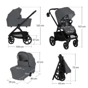 Carucior 2 in 1, Lionelo, Carmine, Parte sport si Landou anti-reflux, Salteluta ventilata, Reglare spatar, Suport de picioare, Maner reglabil, Sustine 22 kg, Cu accesorii, 0 luni+, Gri BYNLO-CARMINE_2IN1_GREY_STONE