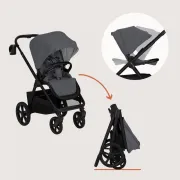 Carucior 2 in 1, Lionelo, Carmine, Parte sport si Landou anti-reflux, Salteluta ventilata, Reglare spatar, Suport de picioare, Maner reglabil, Sustine 22 kg, Cu accesorii, 0 luni+, Gri BYNLO-CARMINE_2IN1_GREY_STONE