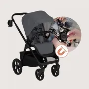Carucior 2 in 1, Lionelo, Carmine, Parte sport si Landou anti-reflux, Salteluta ventilata, Reglare spatar, Suport de picioare, Maner reglabil, Sustine 22 kg, Cu accesorii, 0 luni+, Gri BYNLO-CARMINE_2IN1_GREY_STONE