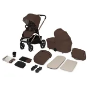 Carucior 2 in 1, Lionelo, Carmine, Parte sport si Landou anti-reflux, Salteluta ventilata, Reglare spatar, Suport de picioare, Maner reglabil, Sustine 22 kg, Cu accesorii, 0 luni+, Maro BYNLO-CARMINE_2IN1_BROWN_CHOCOLATE