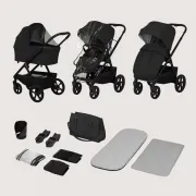 Carucior 2 in 1, Lionelo, Carmine, Parte sport si Landou anti-reflux, Salteluta ventilata, Reglare spatar, Suport de picioare, Maner reglabil, Sustine 22 kg, Cu accesorii, 0 luni+, Negru BYNLO-CARMINE_2IN1_BLACK_ONYX