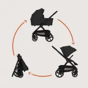 Carucior 2 in 1, Lionelo, Carmine, Parte sport si Landou anti-reflux, Salteluta ventilata, Reglare spatar, Suport de picioare, Maner reglabil, Sustine 22 kg, Cu accesorii, 0 luni+, Negru BYNLO-CARMINE_2IN1_BLACK_ONYX