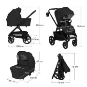 Carucior 2 in 1, Lionelo, Carmine, Parte sport si Landou anti-reflux, Salteluta ventilata, Reglare spatar, Suport de picioare, Maner reglabil, Sustine 22 kg, Cu accesorii, 0 luni+, Negru BYNLO-CARMINE_2IN1_BLACK_ONYX