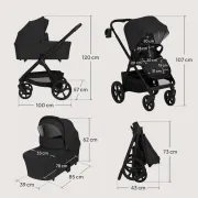 Carucior 2 in 1, Lionelo, Carmine, Parte sport si Landou anti-reflux, Salteluta ventilata, Reglare spatar, Suport de picioare, Maner reglabil, Sustine 22 kg, Cu accesorii, 0 luni+, Negru BYNLO-CARMINE_2IN1_BLACK_ONYX