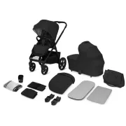 Carucior 2 in 1, Lionelo, Carmine, Parte sport si Landou anti-reflux, Salteluta ventilata, Reglare spatar, Suport de picioare, Maner reglabil, Sustine 22 kg, Cu accesorii, 0 luni+, Negru BYNLO-CARMINE_2IN1_BLACK_ONYX