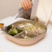 Farfurie compartimentata din inox Beaba compatibila microunde Cotton Candy
