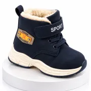 Ghete imblanite cu inchidere bareta velcro, model lucas, piele ecologica