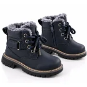 Ghete imblanite pentru baieti, superbaby, model sami, bleumarine, piele ecologica