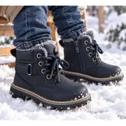 Ghete imblanite pentru baieti, superbaby, model sami, bleumarine, piele ecologica