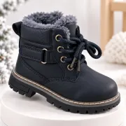 Ghete imblanite pentru baieti, superbaby, model sami, bleumarine, piele ecologica