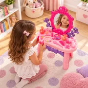 Set frumusete masuta cu oglinda si accesorii, Globo Sbelletti Style Vanity, 32 piese, 35&times;18&times;55 cm, plastic SOLGL43383