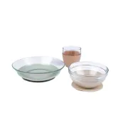 Set hranire bebe din sticla Beaba cu ventuze 3 piese Natural